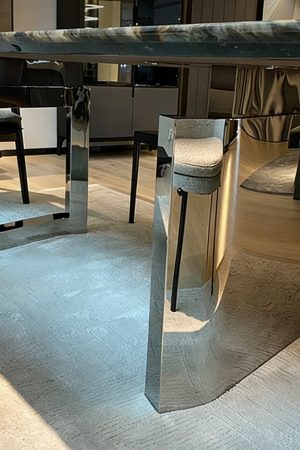 Blue Jade Luxury Stone Dining Table with Mirror Stainless Steel Legs