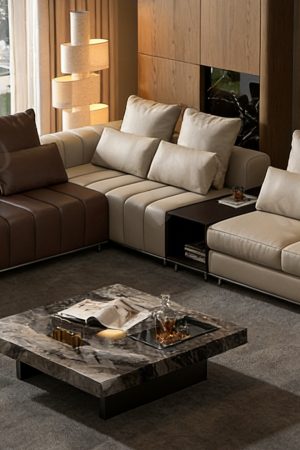 High-End Top Grain Leather Modular Sofa